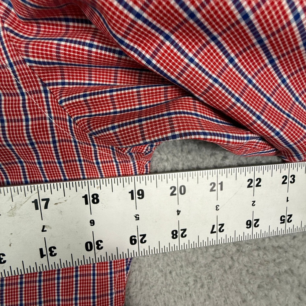 Banana Republic Non Iron Tailored Slim Fit‎ Red Plaid Button Down Shirt Men S - Picture 6 of 9